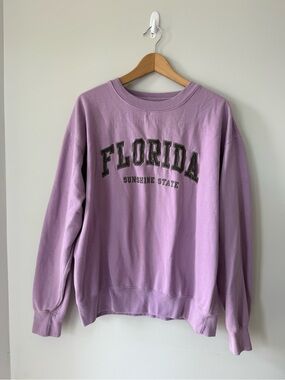 (XL) Lavender 'Florida' Crewneck Sweatshirt - Women's Relaxed Pullover